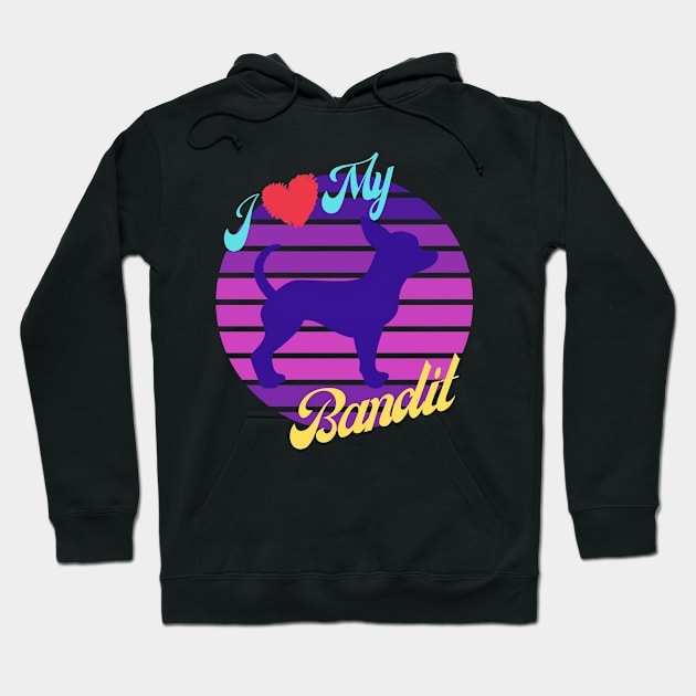 My Bandit Chihuahua Dog Retro Sunset Hoodie by Ognisty Apparel